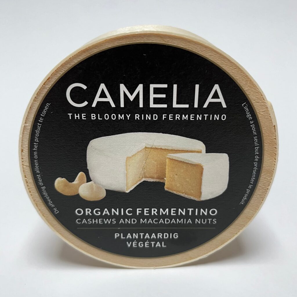 Front of packaging Camelia vegan cheese by Casa del fermentino