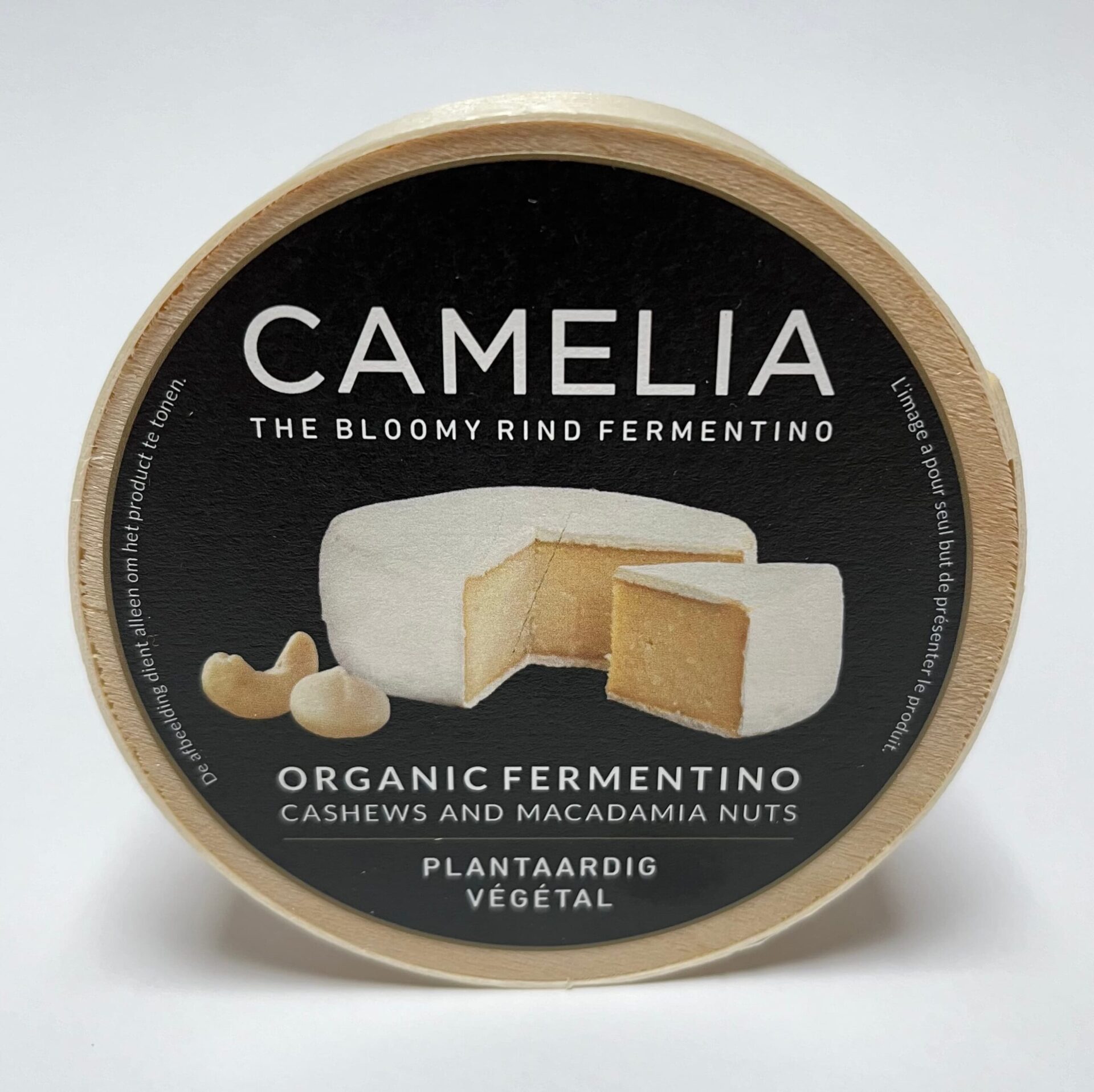 Front of packaging Camelia vegan cheese by Casa del fermentino