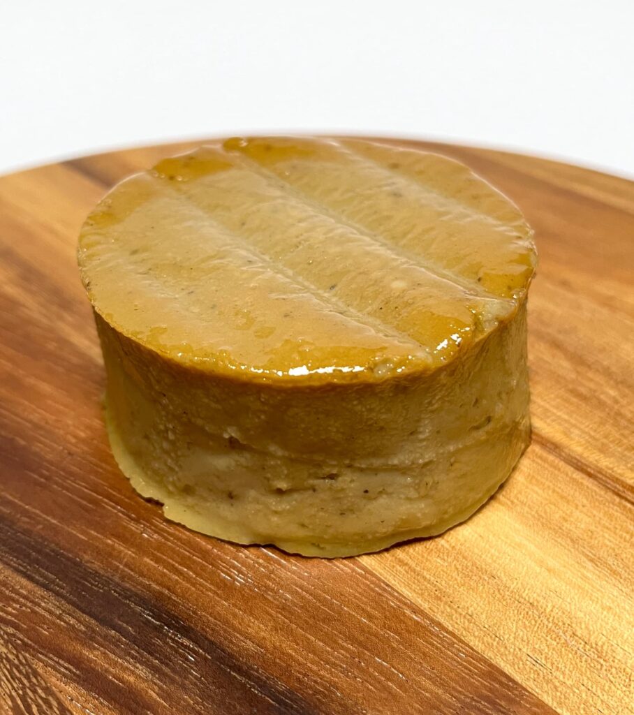 Top view of Smoked vegan cheese by Quevana