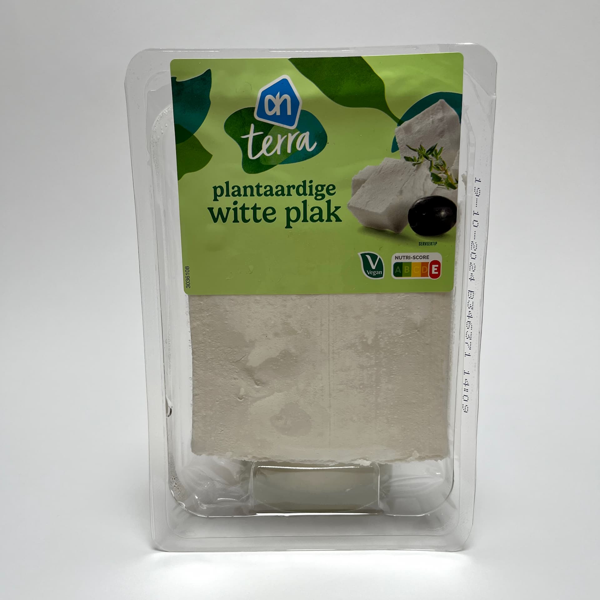 Front of packaging of Plant-based White Slice vegan cheese by AH Terra