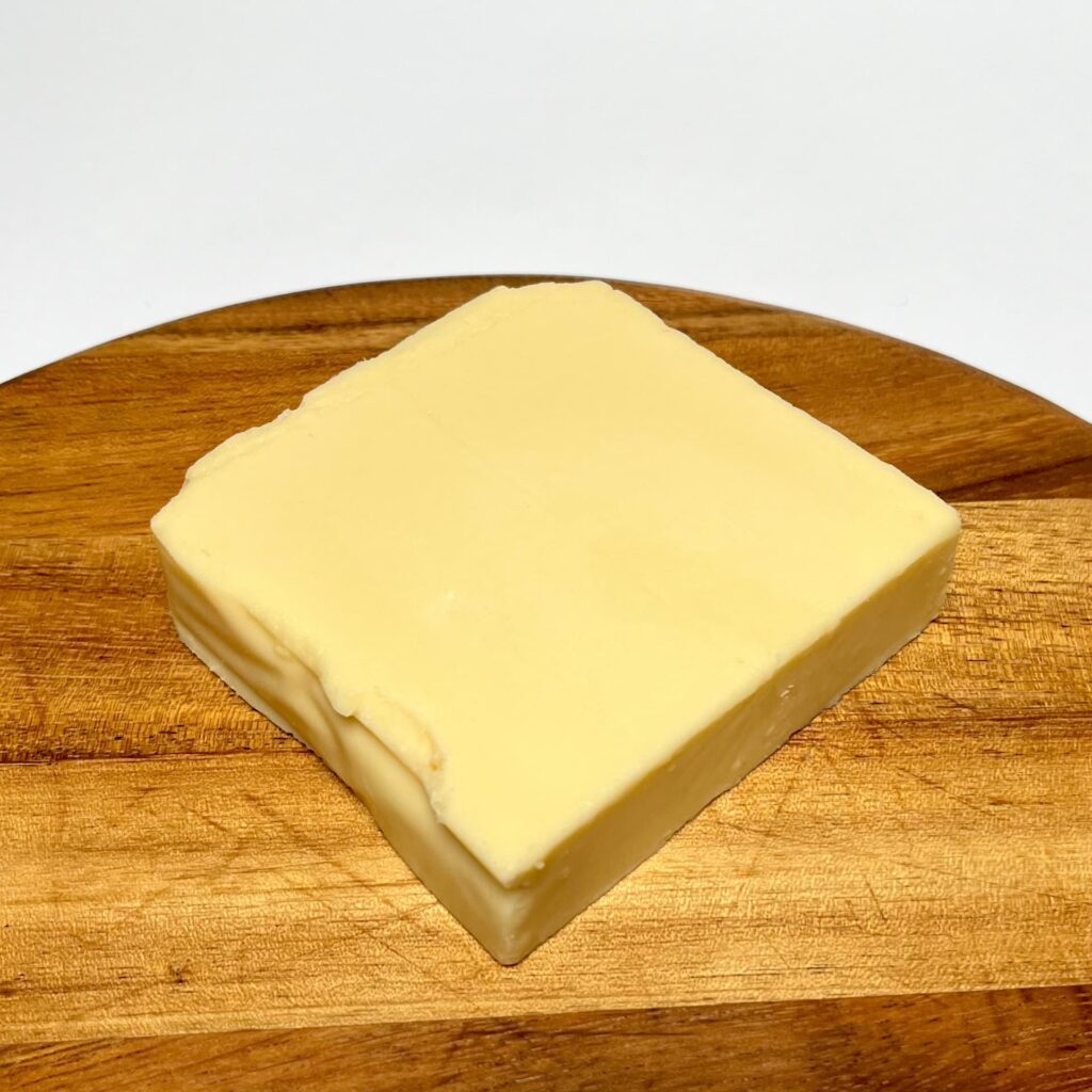 Top view of Cheddarton vegan cheeese by Violife